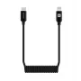 Evelatus AutoSpring spiraalkabel USB-C naar Lightning connector 1.2M zwart