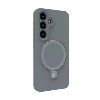 Evelatus Samsung Galaxy S25 Premium Magnetic met standaard Soft Touch siliconenhoes zilver