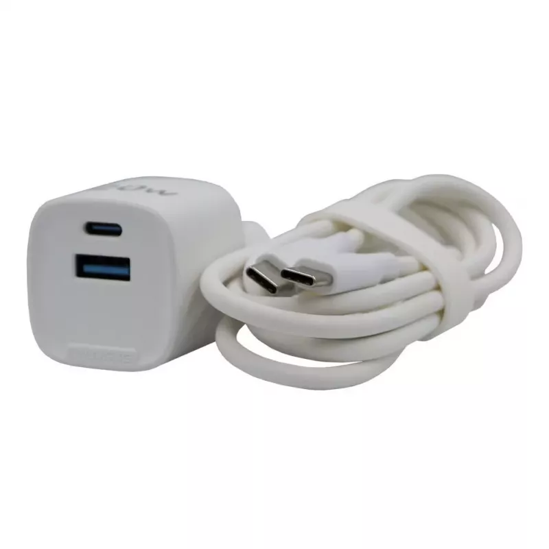 Evelatus FusionChage wall charger bundel 20W power adapter - 60W USB-C naar USB-C siliconen kabel wit