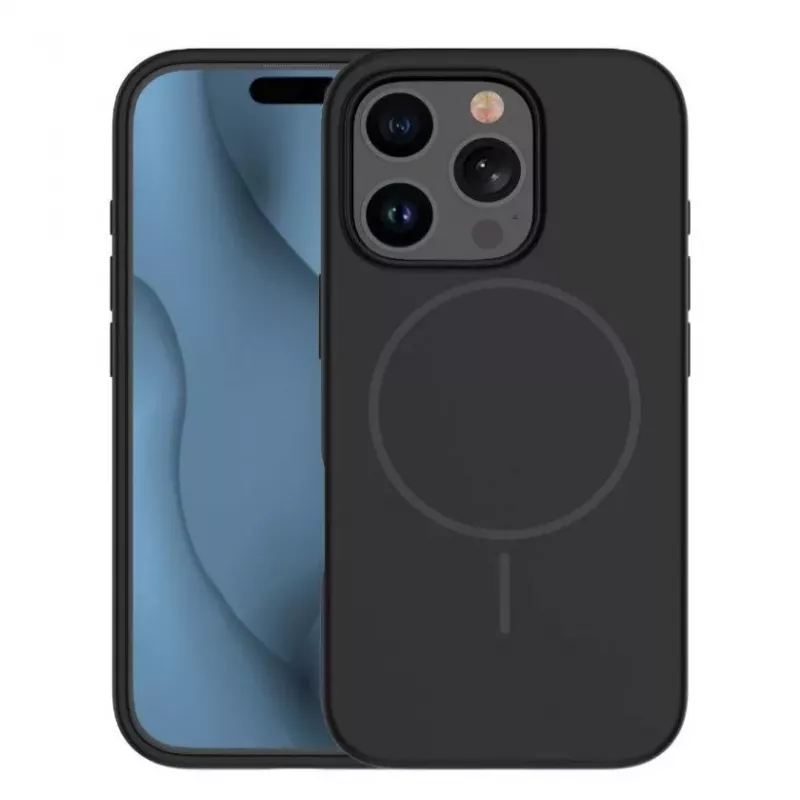 iLike Apple iPhone 15 Pro Soft Touch Siliconen Hoesje met Magneet Zwart