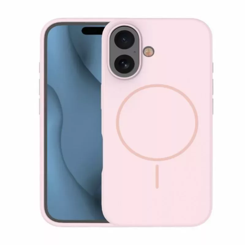 iLike Apple iPhone 16 Soft Touch Siliconen Hoesje met Magneet Lichtroze