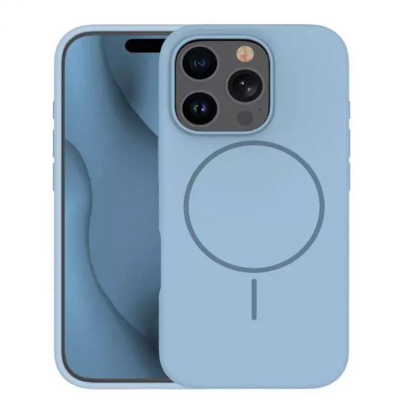 iLike Apple iPhone 16 Pro Max Soft Touch Siliconen Hoesje met Magneet Lichtblauw