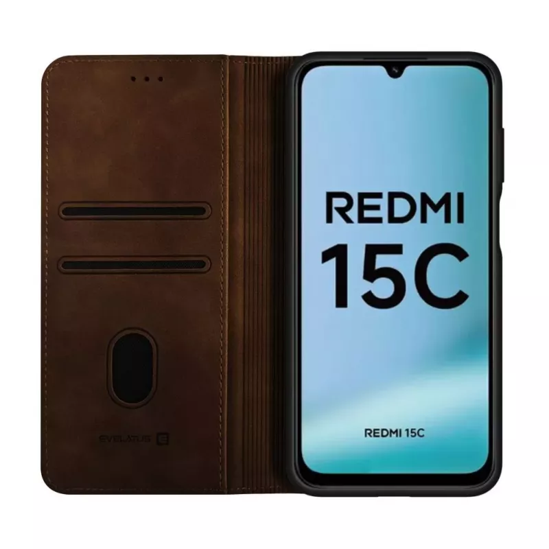Evelatus Xiaomi Redmi 15C 4G/5G Book Case Folio bruin