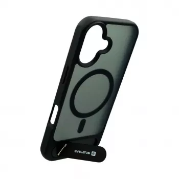 Evelatus Apple iPhone 17 Rubber Coated MagSafe With Stand Case Zwart