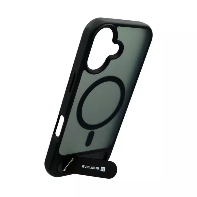 Evelatus Apple iPhone 17 Rubber Coated MagSafe With Stand Case Zwart