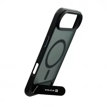 Evelatus Apple iPhone 17 Air Rubber Coated MagSafe With Stand Case Zwart