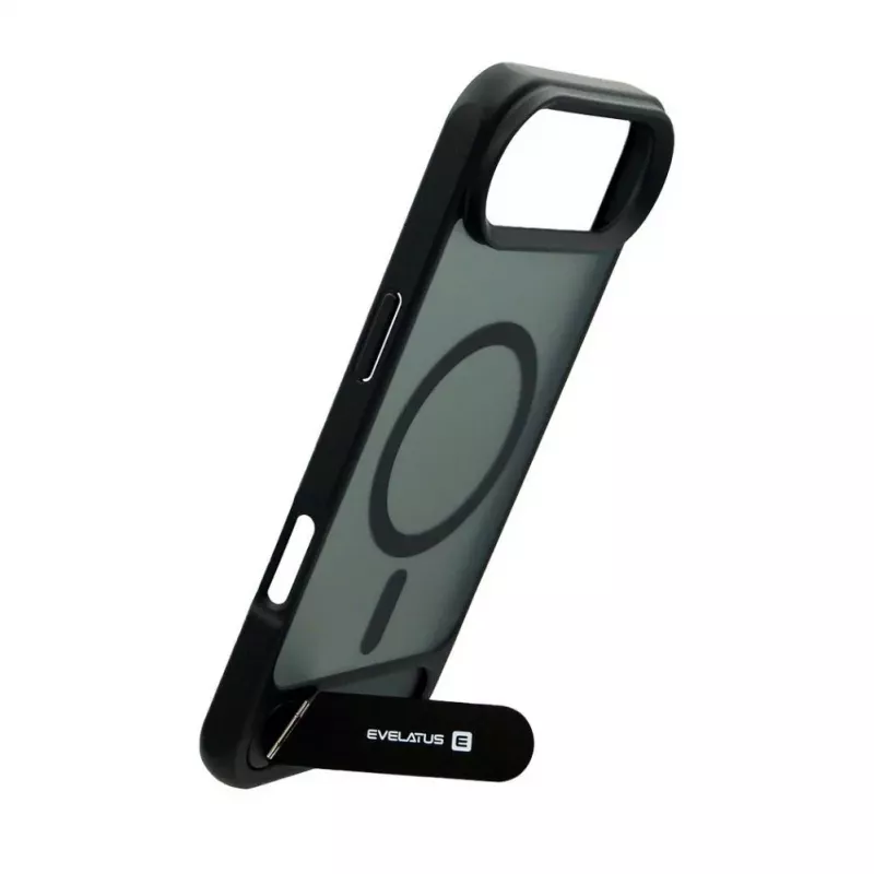 Evelatus Apple iPhone 17 Air Rubber Coated MagSafe With Stand Case Zwart