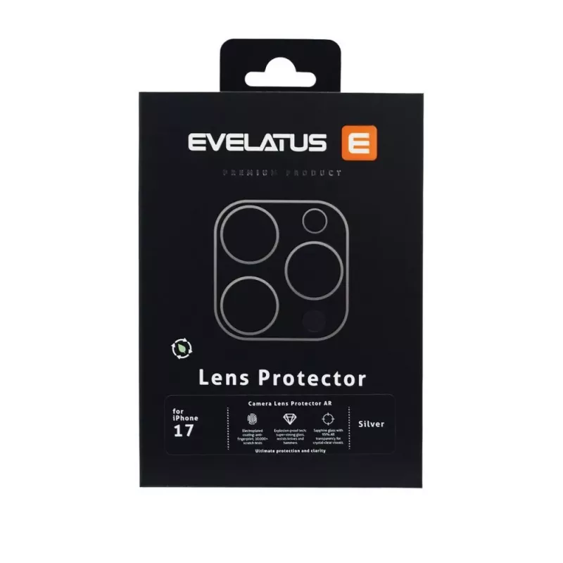 Evelatus Apple iPhone 17 Full Body camera lensbescherming Premium zilver
