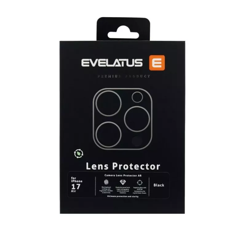Evelatus Apple iPhone 17 Air Full Body camera lensbescherming Premium zwart