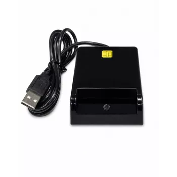 iLike USB slimme kaartlezer, contact IC-kaartlezer voor digitale handtekening, eID, bank- en overheidspassen zwart