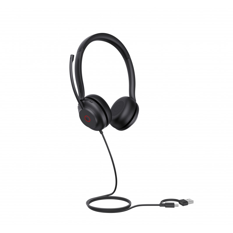 Yealink UH35 Dual UC USB-C/A on-ear headset met USB-A/USB-C, zwart