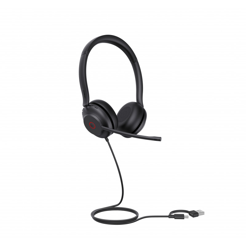 Yealink UH35 Dual UC USB-C/A on-ear headset met USB-A/USB-C, zwart