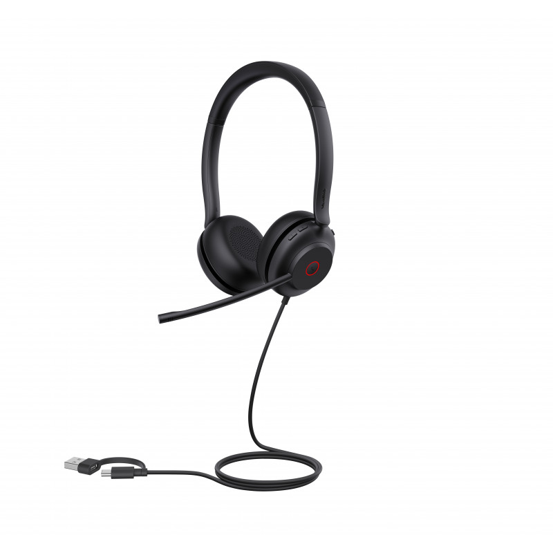 Yealink UH35 Dual UC USB-C/A on-ear headset met USB-A/USB-C, zwart