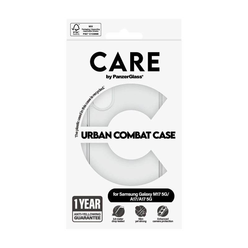 CARE by PanzerGlass Flagship UrbanCombat Case voor Samsung Galaxy M17 5G / A17 / A17 5G, transparant