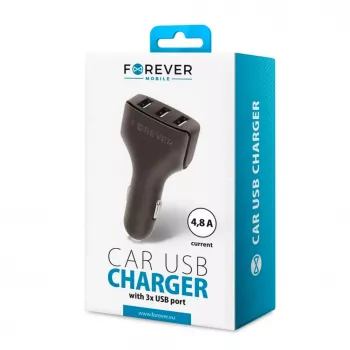 Forever Universele Triple USB autolader CC-05 4.8A zwart