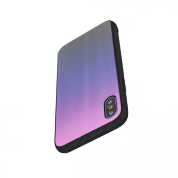 iLike Apple iPhone XR Aurora Glass-hoesje roze-zwart