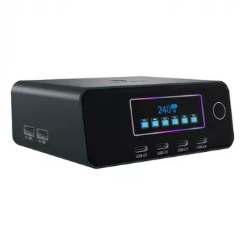 ICY BOX IB-PS2401 Diamond Charge 2401 GaN-laadstation met LCD-display, 240 W