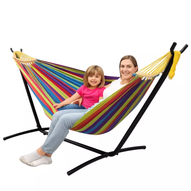 LEAN tuinhangmat met frame voor twee personen, bont, 200x120 cm