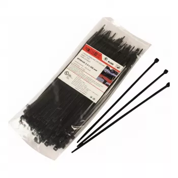WKK zwarte UV-gestabiliseerde nylon kabelbinders 300x3.6mm 100-pack