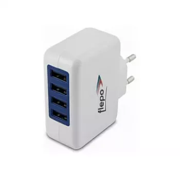 FLEPO USB 4-poorts voeding 100-240V 4A 20W zwart EU-stekker