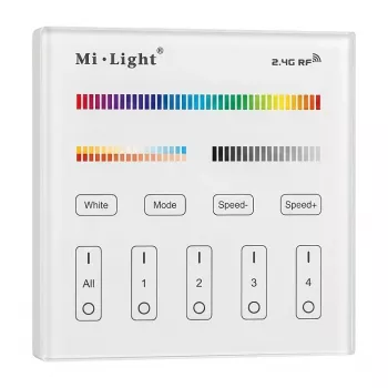 MIBOXER T4 smart paneel afstandsbediening RGB+CCT 4 zones 2,4GHz RF touchpaneel wandmontage
