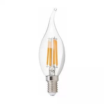 SYNERGY21 LED-retrofit E14 kaars helder gebogen punt 4,5W warmwit dimbaar
