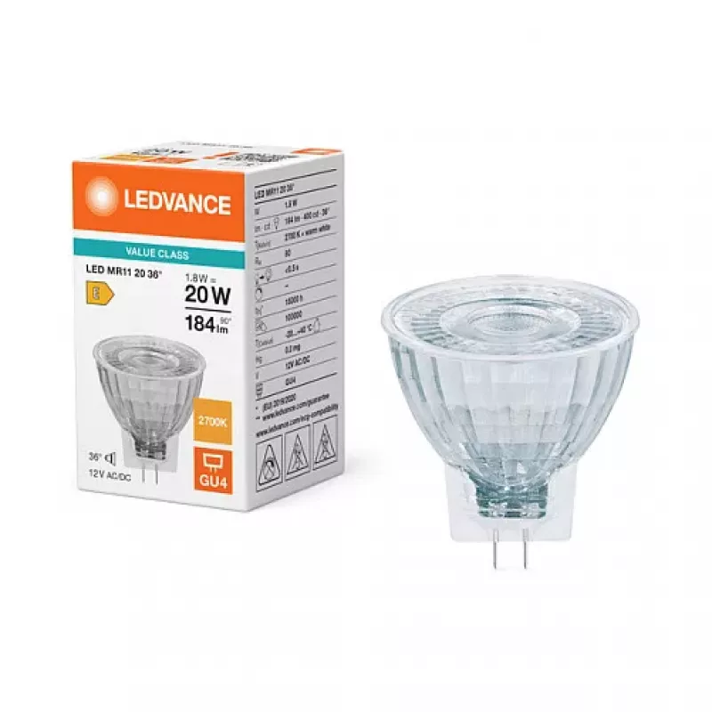 OSRAM LED MR11 P 1,8W 827 GU4 36° 120lm warmwit reflectorlamp