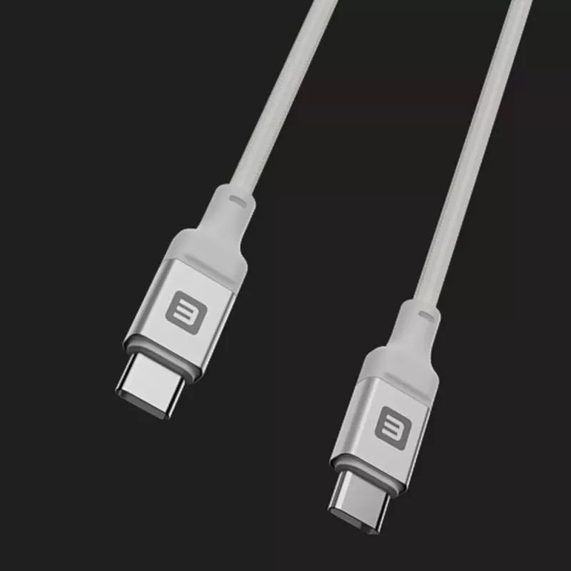 Evelatus USB-C naar USB-C kabel 1,2m 60W PD gevlochten nylon wit