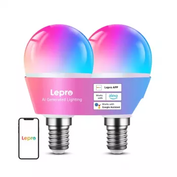 LEPRO BP1-2 E14 LED-lamp met Bluetooth en Wi-Fi, 470 lm, 2-pack