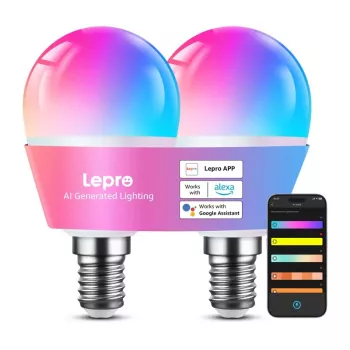 LEPRO BP1-2 E14 LED-lamp met Bluetooth en Wi-Fi, 470 lm, 2-pack