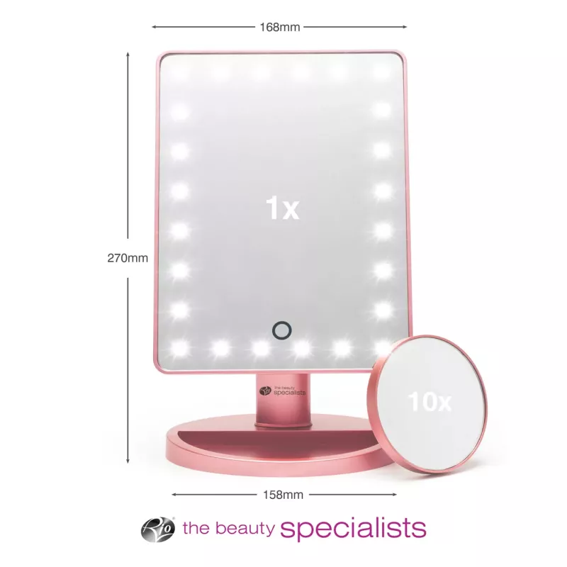 Rio MMSP-RG-EU/1,2 24 LED touch dimbare make-upspiegel, rosé goud