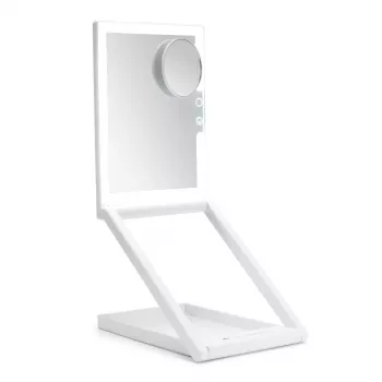 RIO MMAW-EU/1,0 Home and Away make-uptafelspiegel - dubbelzijdig met LED-verlichting, 1x/5x vergroting, opvouwbaar, wit