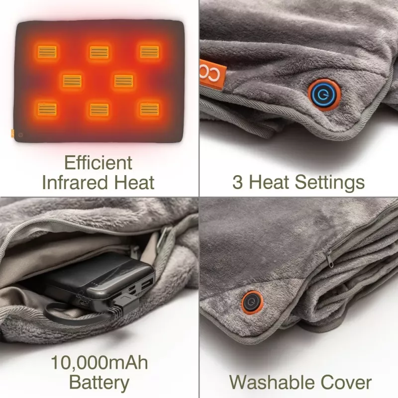 Bodi-Tek BT-BLHT-EU/1.0 COZY Snuggle Blanket verwarmde deken 130 x 160 cm, grijs