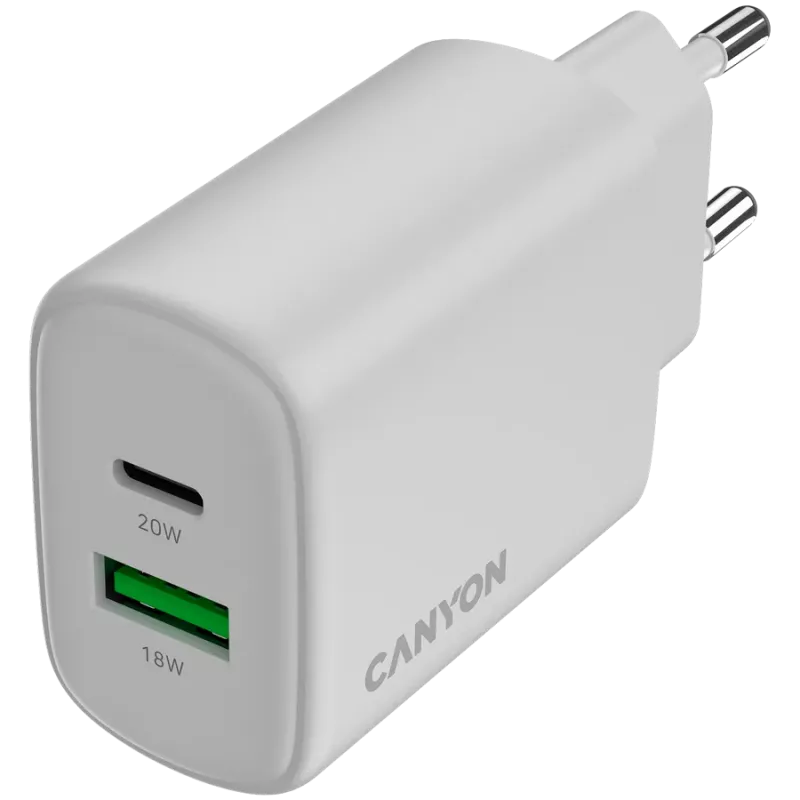 CANYON OnCharge 200 20W 1xPD 1xQC EU Wit Wandlader