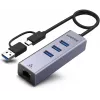 UNITEK USB-C hub 4-in-1 Ethernet 3 x USB-A 5 Gbps met USB-A adapter