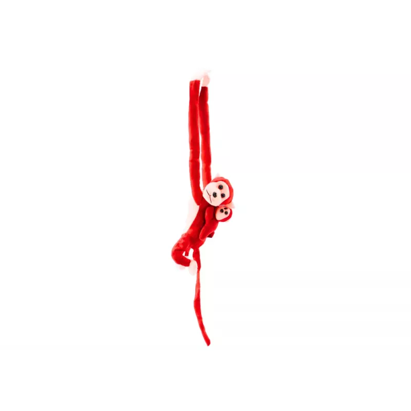 LEAN TOYS Mascotte pluchen aap met baby, rood 90 cm