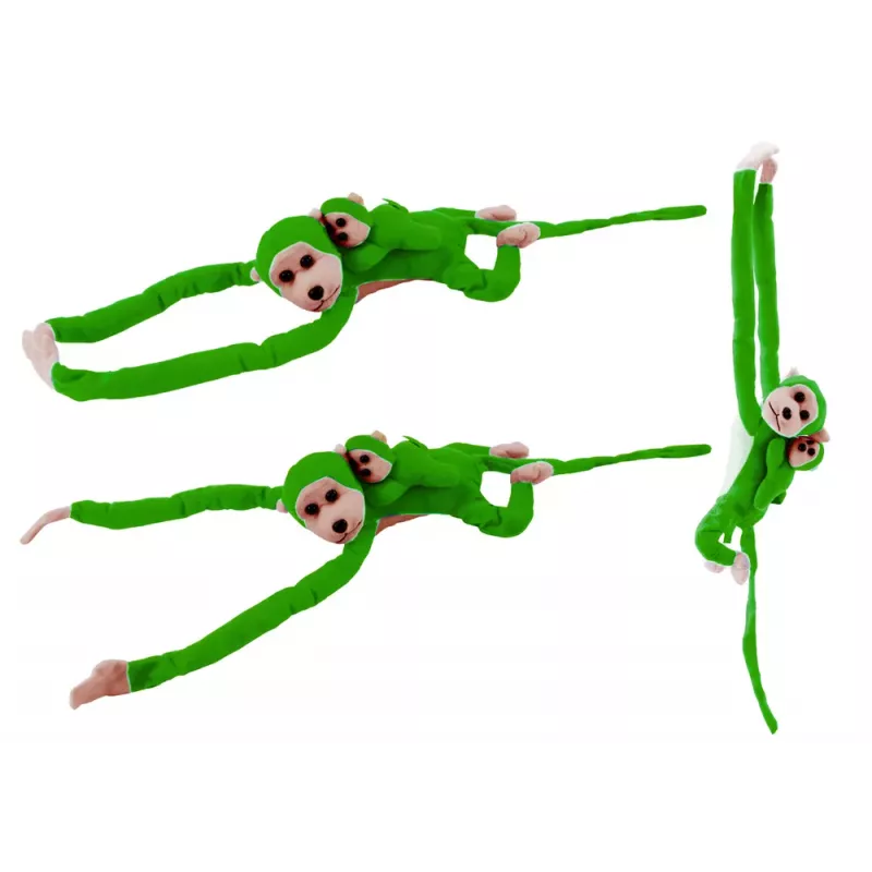 LEAN TOYS Mascotte pluchen aap met baby, groen 90 cm