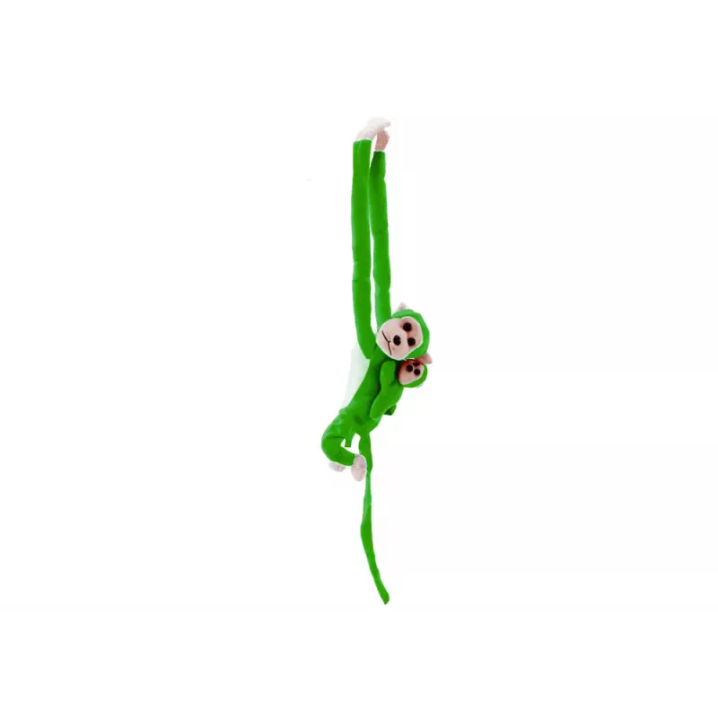 LEAN TOYS Mascotte pluchen aap met baby, groen 90 cm
