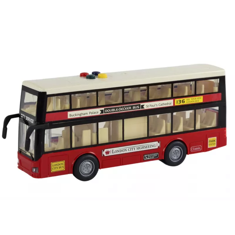 LEAN TOYS Dubbeldekker stadsbus met licht en geluid rood 1:16