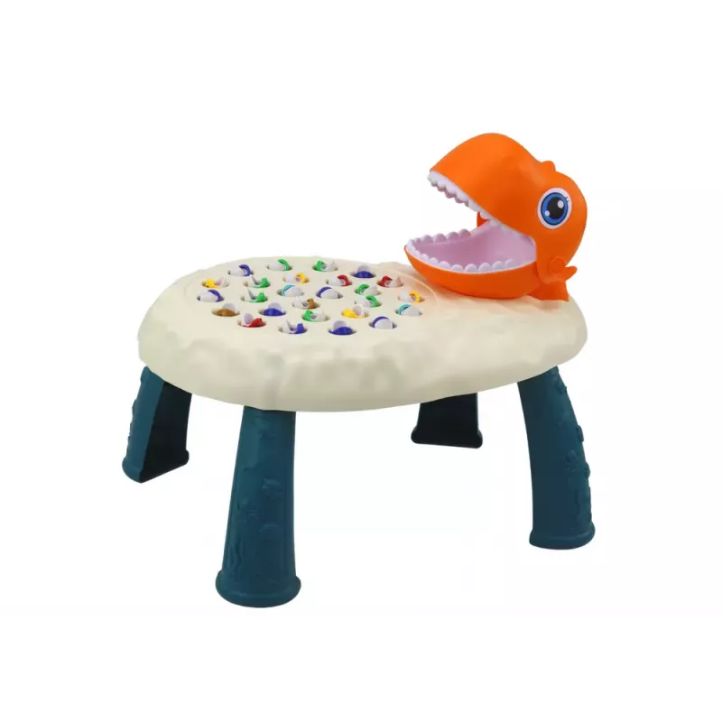 LEAN TOYS Visspel arcadespel oranje dinosaurus tafel