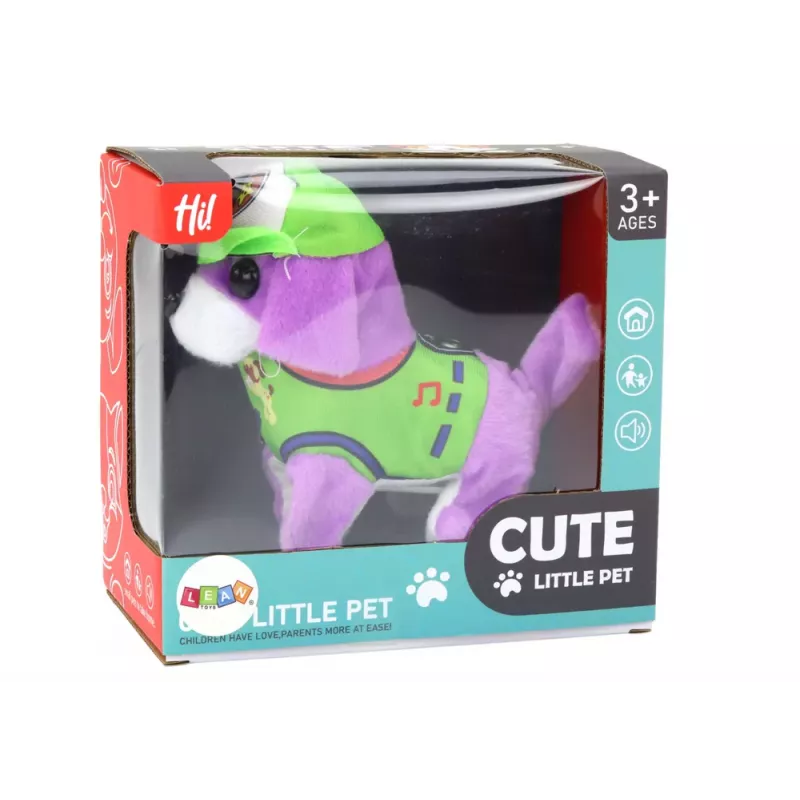 LEAN TOYS Hond pluchen interactief dier loopt blaft paars