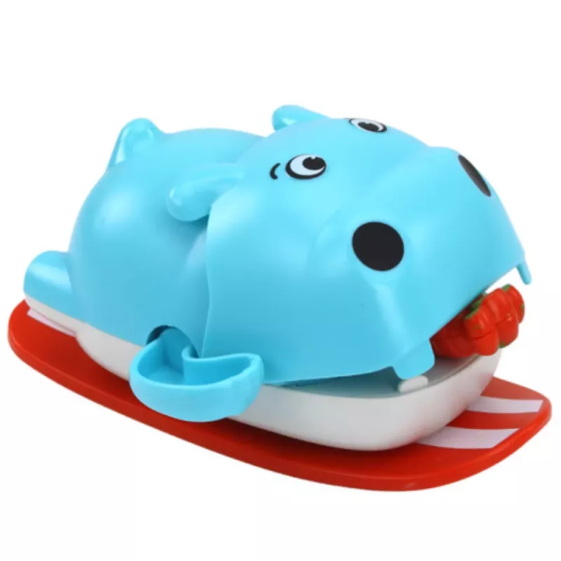 LEAN TOYS Opwindbaar Badspeelgoed Drijvend Nijlpaard op een Plank