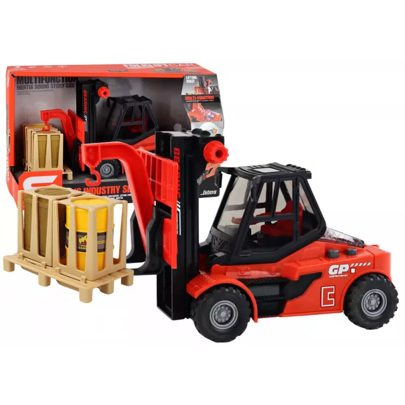 LEAN TOYS Rode Heftruck 1:16 Bewegende Vorken Geluiden Lichten