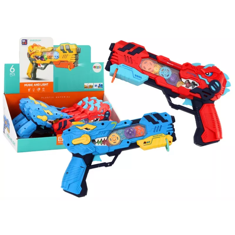 LEAN TOYS Geweer Projector Dinosaurus Lichten Geluiden Blauw Rood