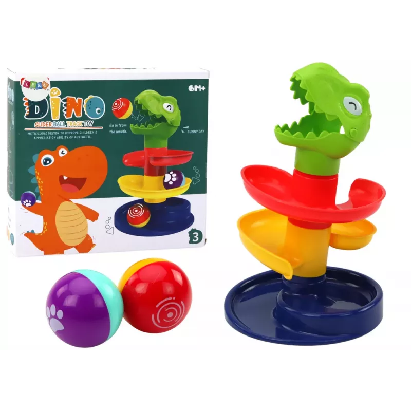 LEAN TOYS Educatieve Glijbaan Voor Ballen Sorteerder Groen Dinosaurus