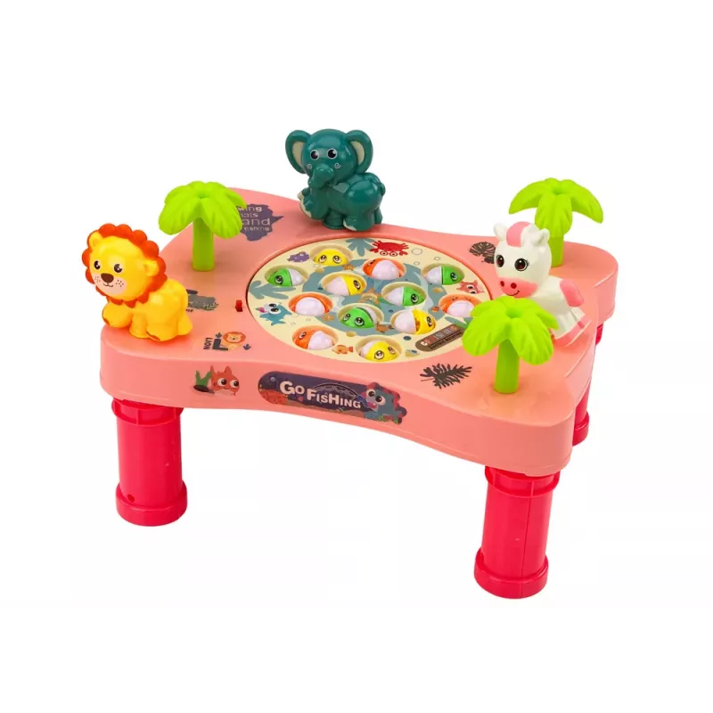 LEAN TOYS Vissen arcadespel roze tafel
