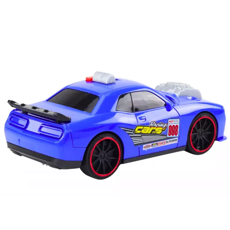 LEAN TOYS racewagen met licht, geluid en openende motorkap blauw