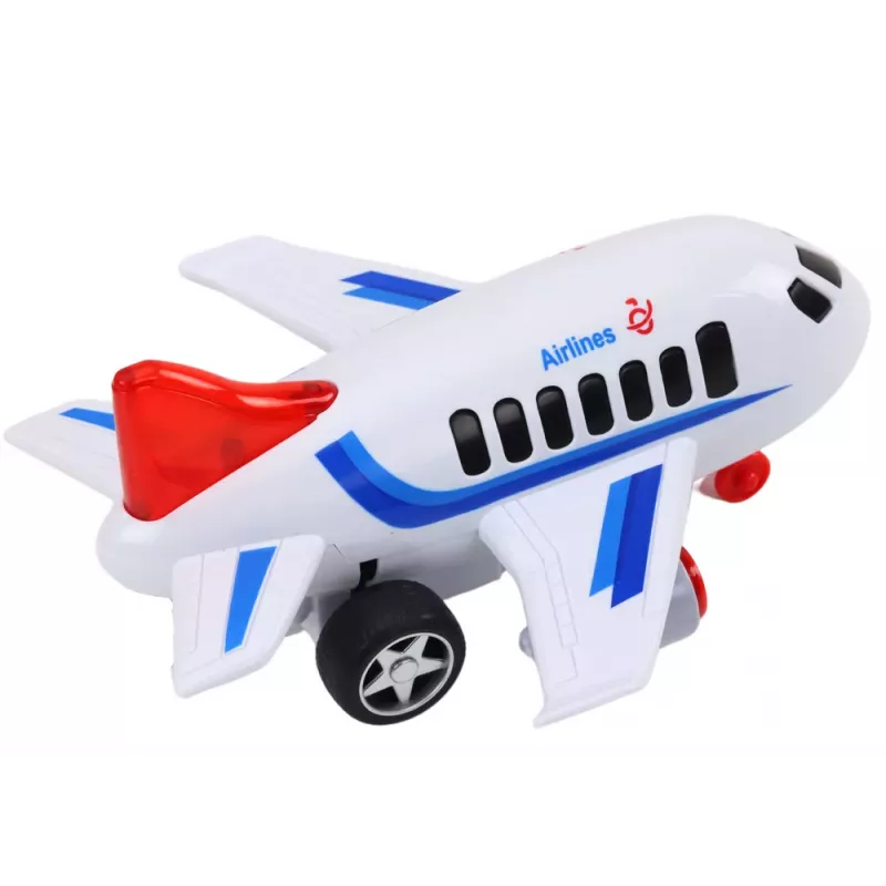 LEAN TOYS passagiersvliegtuig met licht, geluid & aandrijving - wit