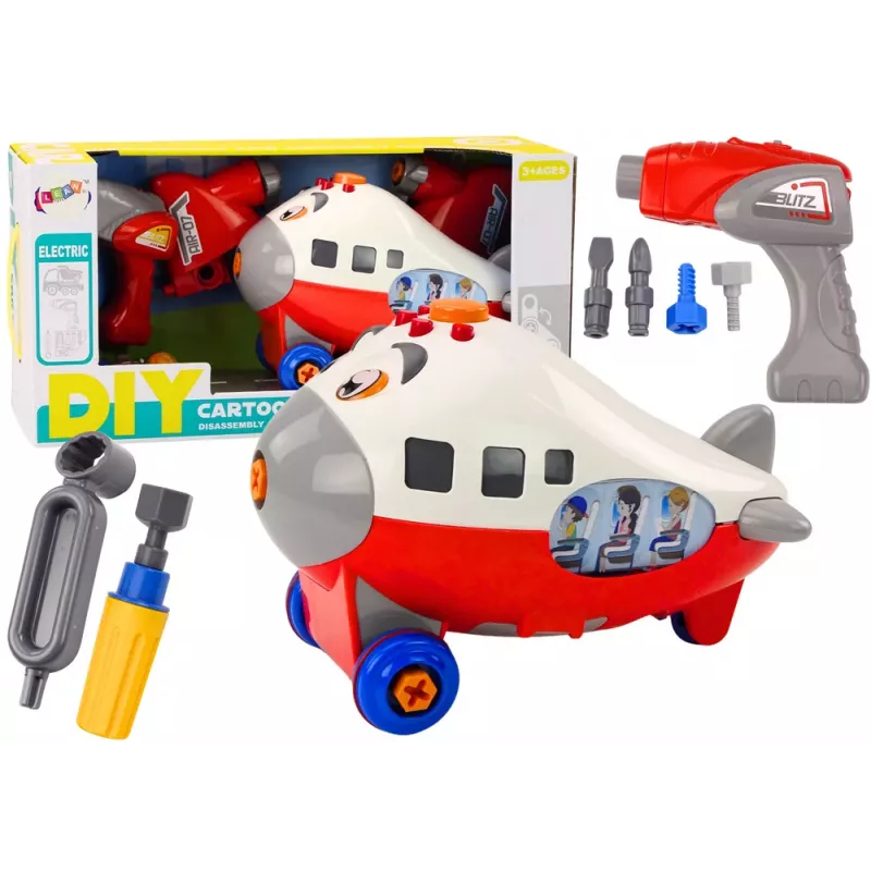 LEAN TOYS cartoon vliegtuig draaiende vleugels DIY rood