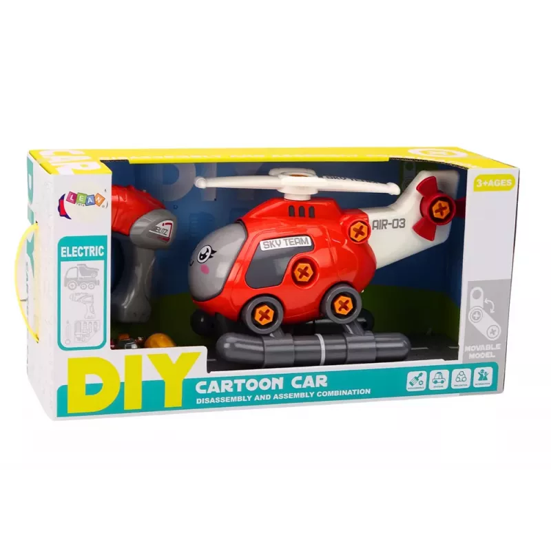 LEAN TOYS DIY Draaiende Cartoon Helikopter Rood